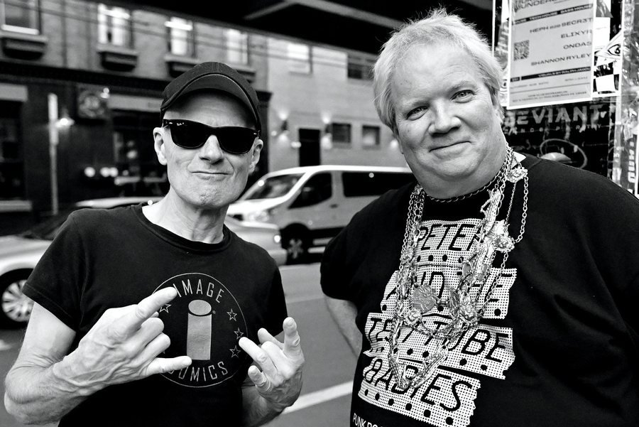 Joe Queer and B.A. of Sloppy Seconds outside Kung Fu Necktie, Philadelphia